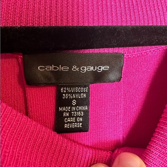 Cable & Gauge Sweater Shrug Cardigan Sweater 3/4 Flare Sleeve Pink Size Small - Picture 11 of 11